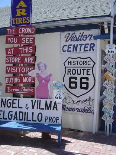 Angel & Vilma's visitor center and shop in Seligman, Arizona, on Route 66